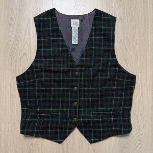 Vintage GAP Acrylic Wool Blend Waistcoat Vest Womens Medium Green 90s Preppy